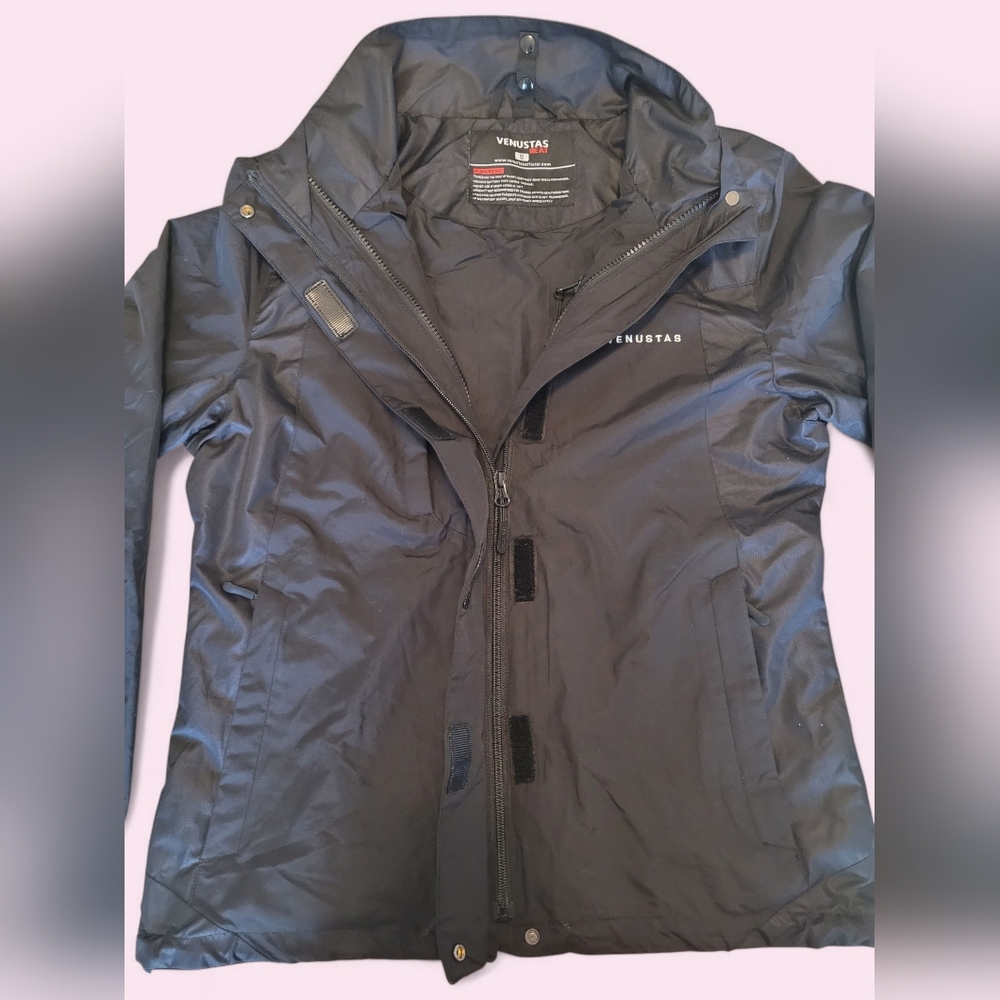 Venustas Waterproof Jacket Coat Black *Outer Shell* Full Zip Women's Size Small